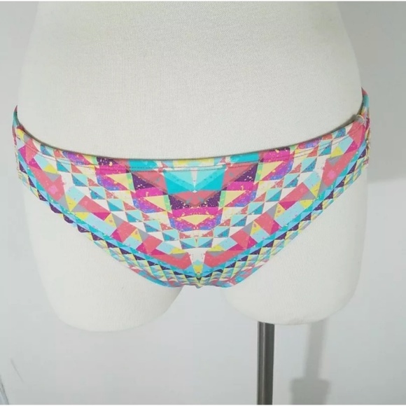 Bar III Pink Printed Ruched Hipster Swim Bottom - Picture 2 of 5